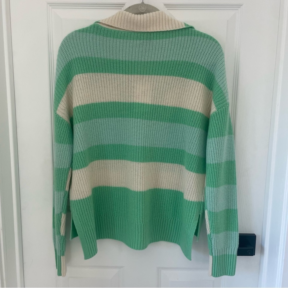 Solid & Striped Nwt Adriana Quarter Zip Sweater Stripes Ribbed Wool Cashmere — image 4 of 8